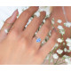 Bague taille poire bleu en argent, bague pierre forme goutte bleue Elsa Lee 