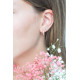 Boucles d'oreilles assorties Elsa Lee Fantasy Garden, créole rose avec oxyde rose, créole argent motif branche