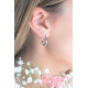 Boucles d'oreilles assorties Elsa Lee Fantasy Garden, créole rose avec oxyde rose, créole argent motif branche