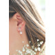Boucles d'oreilles Elsa Lee Paris de la collection La Vie en Rose, pendantes en argent, perles roses et oxydes de Zirconium