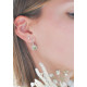 Dangling green square earrings in silver by Elsa Lee - Silver earrings green square