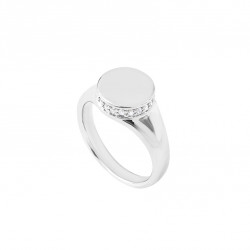 Woman signet ring round bezel 925 silver entourage feminine signet ring