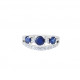 Traditional Trilogy Saphir Ring with a contemporary flair. Ring with 3 blue stone saphir coloured