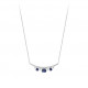 Sapphire Blue Silver Necklace with 3 sapphire blue stone on a thin pendant - Elsa Lee Paris 