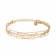 Golden chain bracelet oversized links by ELSA LEE Paris oversized chains with hammered bedecked effect
