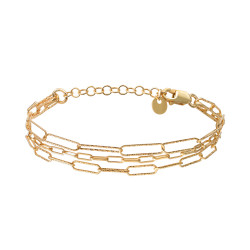 Golden chain bracelet oversized links by ELSA LEE Paris oversized chains with hammered bedecked effect