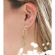 Boucles d'oreilles pendantes dorées texture martelé par Elsa Lee boucles jaunes pendantes martelé