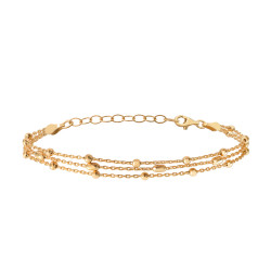 Golden bracelet 3 row chains by ELSA LEE Paris - Lydia yellow golden bracelet chain 