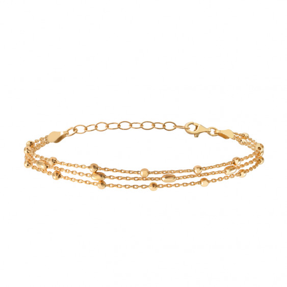 Bracelet doré 3 rangs de chaine en argent doré or jaune par ELSA LEE - bracelet chaine doré