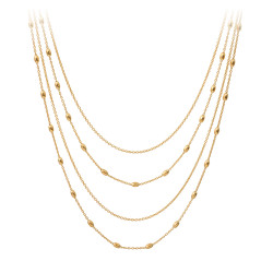 4 golden chain necklace with small golden beads by ELSA LEE Paris - Golden necklace 4 row of golden chains