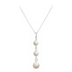 Elsa Lee Paris sterling silver necklace with 3 white pearls and 2 clear Cubic Zirconia