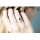 Green Emerald open ring in 925 silver with a pear shaped green cubic zirconia set and 41 white cubics zirconia
