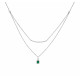 Collier émeraude goutte d'eau en argent et son pendentif taille poire couleur vert émeraude