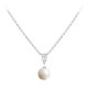 Elsa Lee Paris sterling silver necklace with 1 white pearl and 2 clear Cubic Zirconia