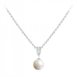 Elsa Lee Paris sterling silver necklace with 1 white pearl and 2 clear Cubic Zirconia