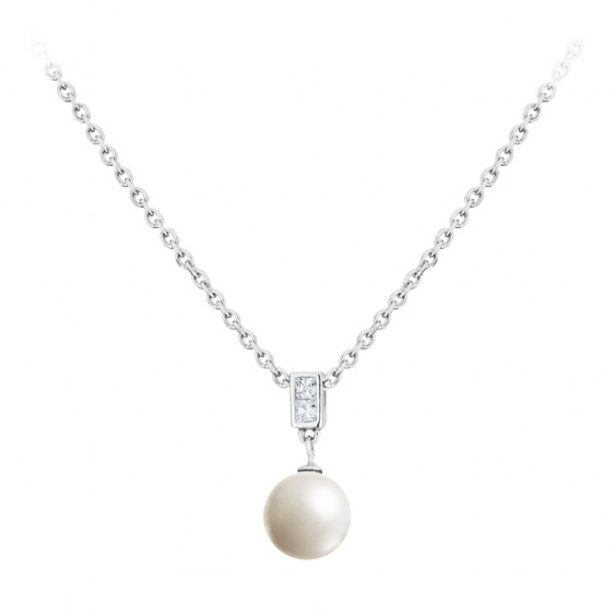 Collier en argent, perle grise et oxydes de Zirconium