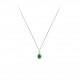 Emerald green tear shaped pear cut pendant on a silver necklace by Elsa Lee Paris 