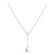 Collier pendant en argent massif avec perle blanche et brillant