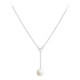Elsa Lee Paris sterling silver necklace with 1 white pearl and 1 heart shaped clear Cubic Zirconia