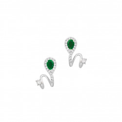 Green emerald Earline earrings in silver pear cut green emerald stone by Elsa Lee Paris