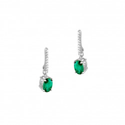 Tradition emerald green earrings traditional design in 925 silver by Elsa Lee Paris 