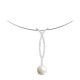 White pearl drop necklace in 925 silver by Elsa Lee 