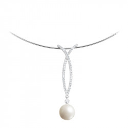 Collier perle blanche pendante en argent 925 par Elsa Lee
