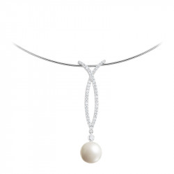 White pearl drop necklace in 925 silver by Elsa Lee 