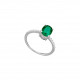 Emerald green solitaire ring thin and discreet ring by Elsa Lee Paris. Silver jewelleries