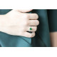 Emerald green solitaire ring thin and discreet ring by Elsa Lee Paris. Silver jewelleries