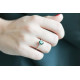 Emerald green solitaire ring thin and discreet ring by Elsa Lee Paris. Silver jewelleries