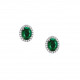 Boucles d'oreilles puces taille oval vert émeraude collection de bijoux habillé en argent par Elsa Lee Paris 