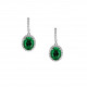 Boucles d'oreilles dormeuses semi pavée pierre taille ovale vert émeraude créole design traditionnel