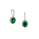 Boucles d'oreilles dormeuses semi pavée pierre taille ovale vert émeraude créole design traditionnel