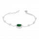 elegant bracelet with emerald cut green stone and entourage by Elsa Lee - silver bracelet emerald green stone