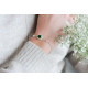 elegant bracelet with emerald cut green stone and entourage by Elsa Lee - silver bracelet emerald green stone