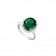 Oval cut emerald green ring in 925 silver traditional design by Elsa Lee Paris 