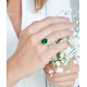 Oval cut emerald green ring in 925 silver traditional design by Elsa Lee Paris 