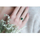 Emerald green oval cut 3 row paved silver ring by Elsa Lee PARIS traditional design