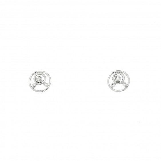 Boucles d'oreilles puces cercles rondes ondes eau serti clos - design français Elsa Lee Paris