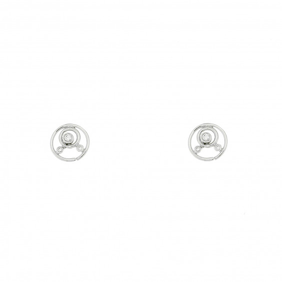 Silver studs earrings rond circle earrings water waves earrings rain - french design by Elsa Lee Paris