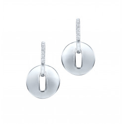 Coin hoop earrings in silver by french jewellery designer Elsa Lee Paris - Silver Coin hoop earrings sets with cubics zirconia