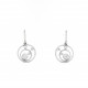 Drop silver earrings with close sets cubics zirconia on a circle coin rond pendant close sets - French jewellery designer Elsa L