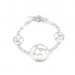 Bracelet volumineux motifs cercles en argent avec fermoir T par Elsa Lee Paris 
