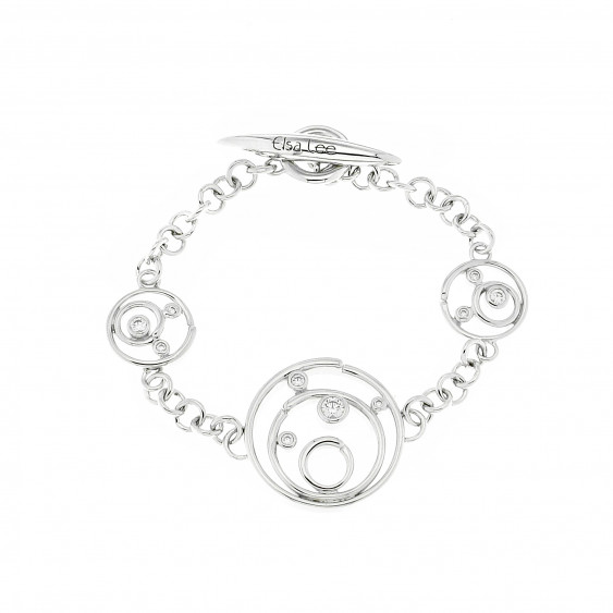 Bulky heavy silver chain bracelet with circle pendant by french jewellery designer Elsa Lee