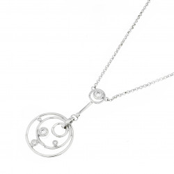 Silver circle necklace with pendulum design pendant in silver by french jewellery designer Elsa lee