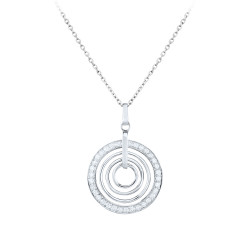 Silver necklace with silver circles inspired by water waves by french jewellery designer elsa lee