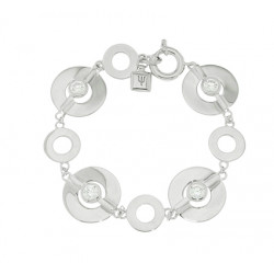 Bulky silver bracelet with silver circles by French jewellery designer Elsa Lee Paris 
