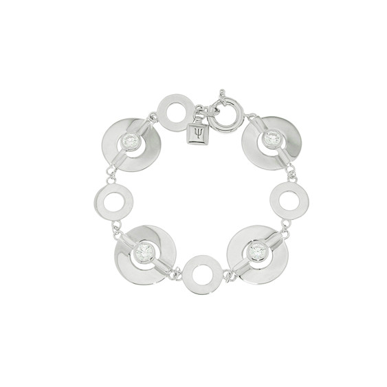 Bracelet volumineux en argent massif avec cercles et grand mousqueton par Elsa Lee Paris