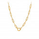 Hammered link golden necklace snaplink circle pendant karabiner by Elsa Lee Paris 